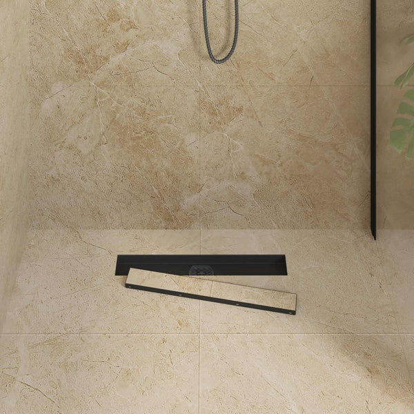 vidaXL 2-in-1 Shower Drain with 360° Siphon Black 50 cm 304 Stainless Steel