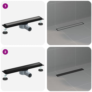 vidaXL 2-in-1 Shower Drain with 360° Siphon Black 50 cm 304 Stainless Steel