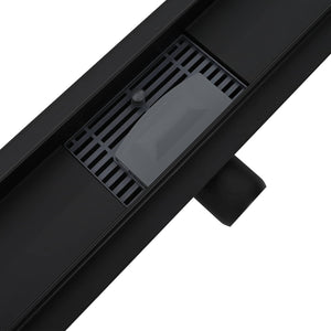 vidaXL 2-in-1 Shower Drain Black 70 cm Stainless Steel 304
