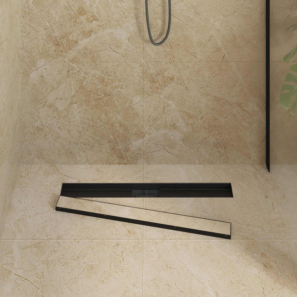 vidaXL 2-in-1 Shower Drain Black 70 cm Stainless Steel 304