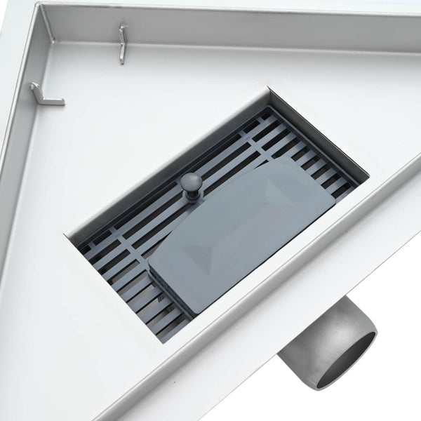 vidaXL 2-in-1 Triangular Shower Drain Silver 32 x 32 x 7.5 cm