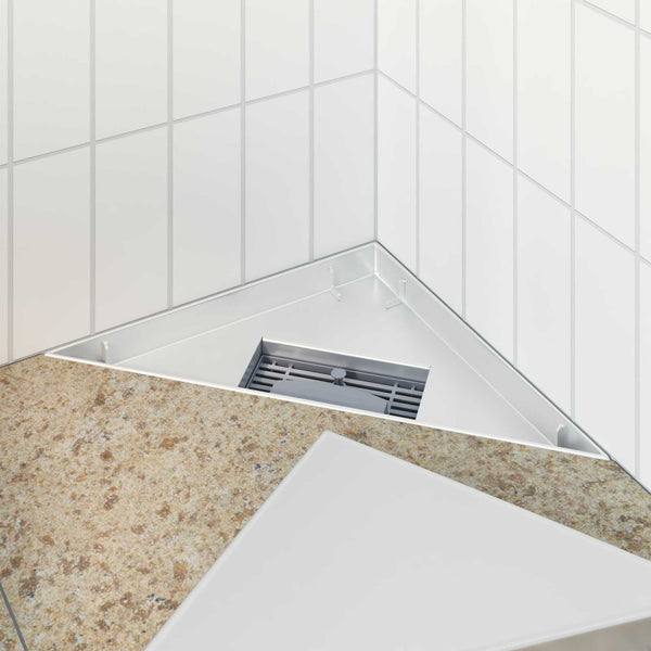 vidaXL 2-in-1 Triangular Shower Drain Silver 32 x 32 x 7.5 cm
