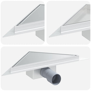 vidaXL 2-in-1 Triangular Shower Drain Silver 32 x 32 x 7.5 cm