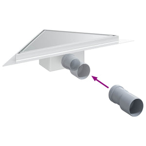 vidaXL 2-in-1 Triangular Shower Drain Silver 32 x 32 x 7.5 cm