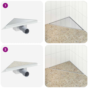 vidaXL 2-in-1 Triangular Shower Drain Silver 32 x 32 x 7.5 cm