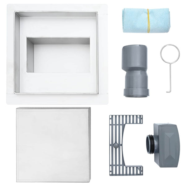 vidaXL 2-in-1 Shower Drain Silver 15 x 15 cm Stainless Steel 304