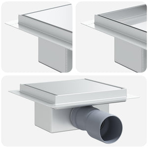 vidaXL 2-in-1 Shower Drain Silver 15 x 15 cm Stainless Steel 304