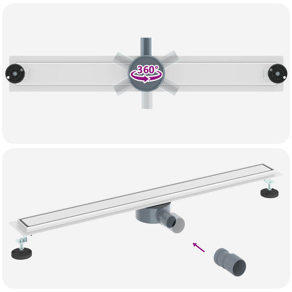 vidaXL 2-in-1 Shower Drain with 360° Siphon Silver 90 cm Stainless Steel 304