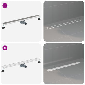 vidaXL 2-in-1 Shower Drain with 360° Siphon Silver 90 cm Stainless Steel 304
