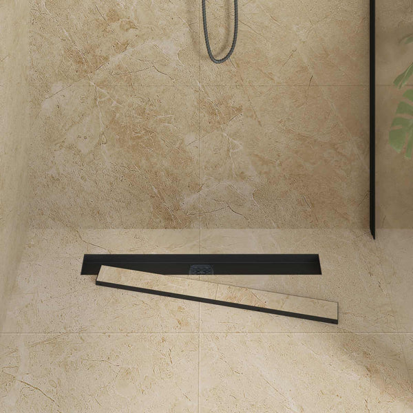 vidaXL 2-in-1 Shower Drain with 360° Siphon Black 70 cm 304 Stainless Steel