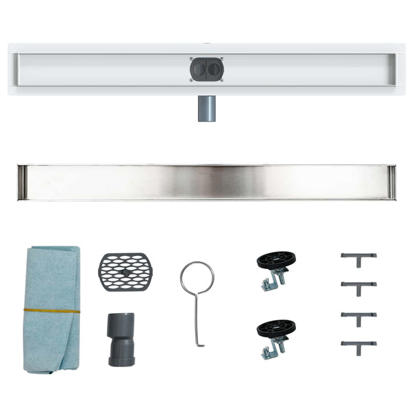 vidaXL 2-in-1 Shower Drain with 360° Siphon Silver 80 cm Stainless Steel 304