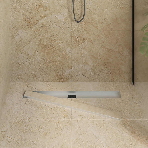 vidaXL 2-in-1 Shower Drain with 360° Siphon Silver 80 cm Stainless Steel 304
