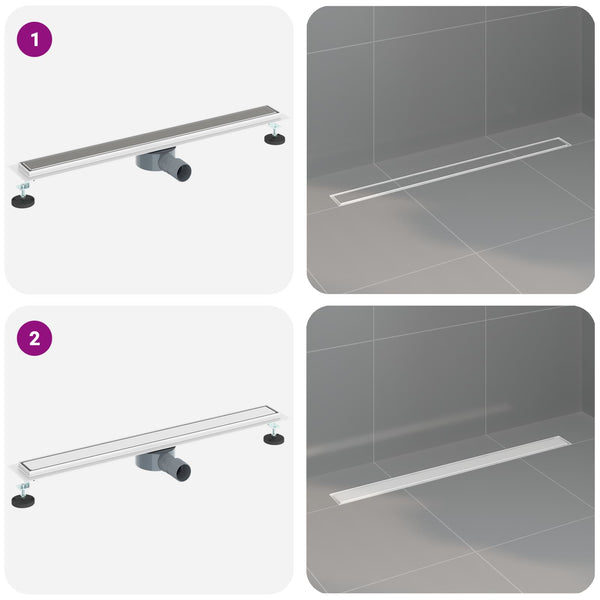 vidaXL 2-in-1 Shower Drain with 360° Siphon Silver 80 cm Stainless Steel 304