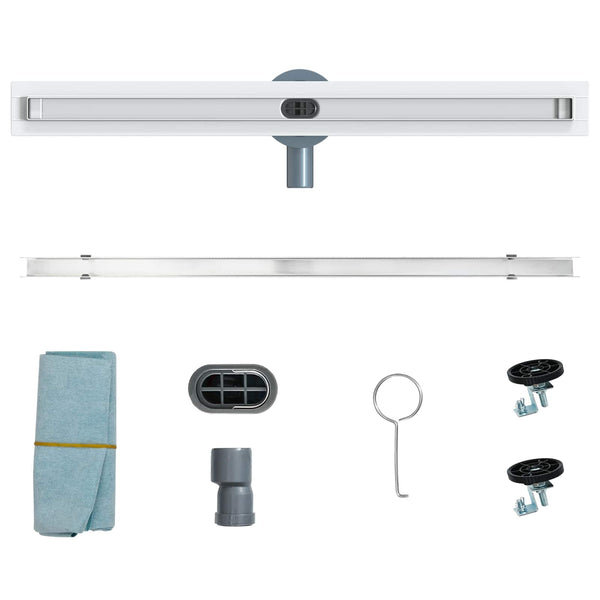 vidaXL 360° Shower Drain with Slim Model Silver 70 cm Stainless Steel 304