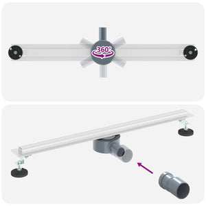 vidaXL 360° Shower Drain with Slim Model Silver 70 cm Stainless Steel 304
