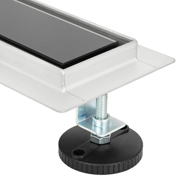 vidaXL Shower Drain with Glass Cover Black 60 cm 304 Stainless Steel