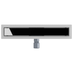 vidaXL Shower Drain with Glass Cover Black 60 cm 304 Stainless Steel