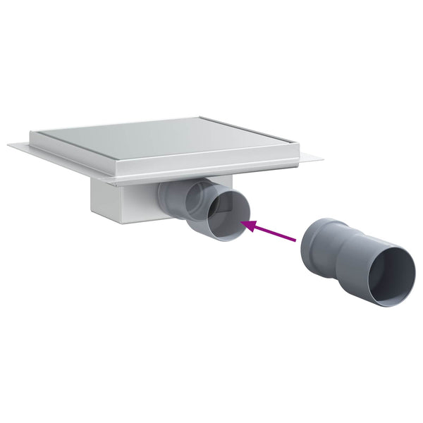 vidaXL 2-in-1 Shower Drain Silver 20 x 20 cm 304 Stainless Steel