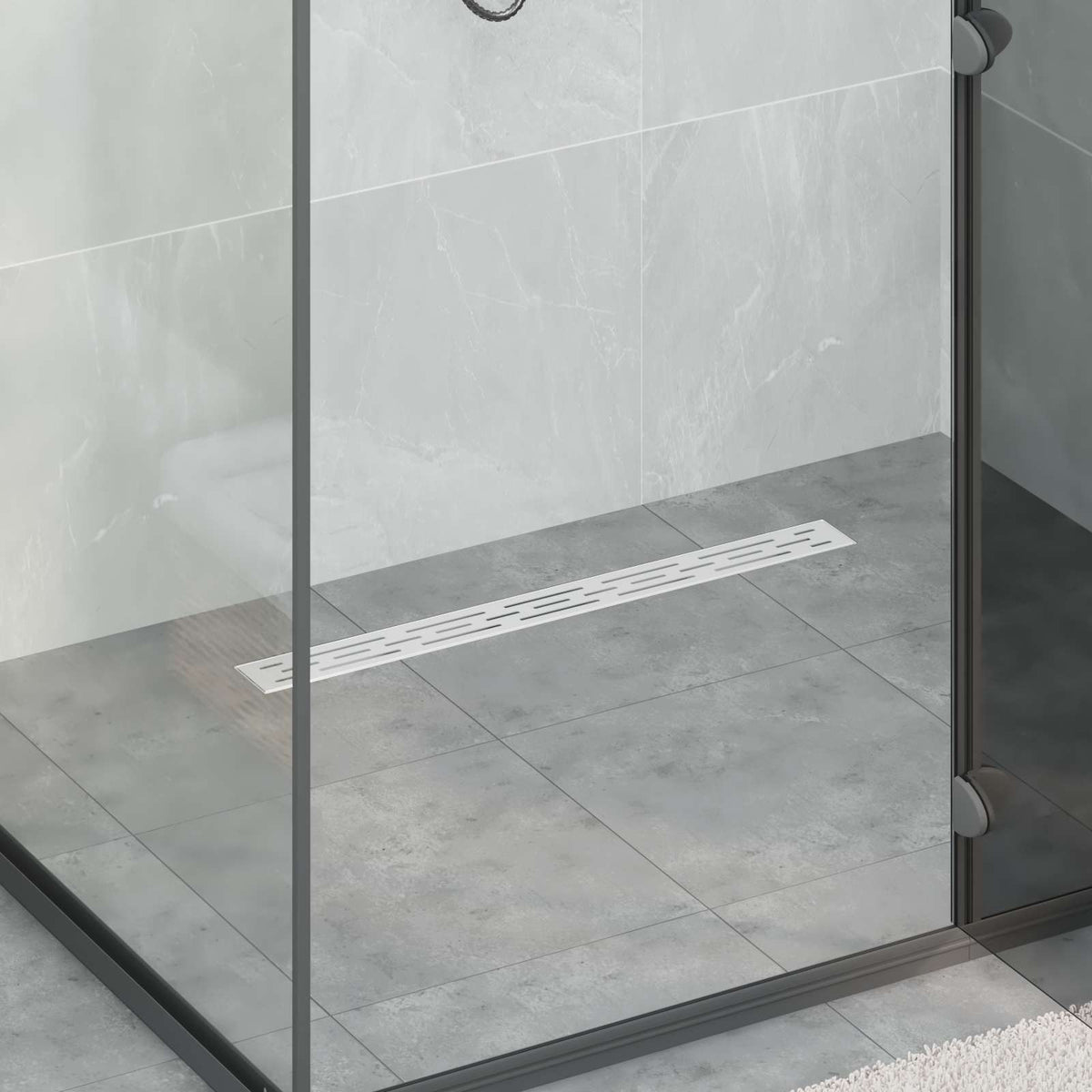 vidaXL Shower Drain with Line Design Silver 80 cm Stainless Steel 304