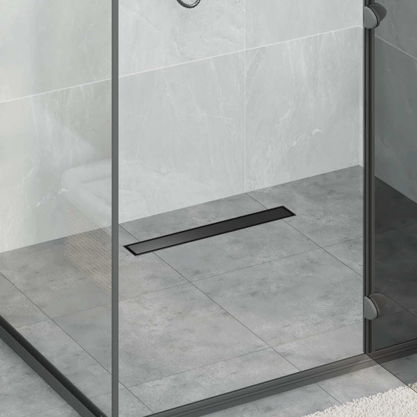 vidaXL 2-in-1 Shower Drain Black 50 cm Stainless Steel 304