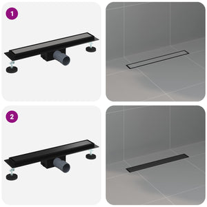 vidaXL 2-in-1 Shower Drain Black 50 cm Stainless Steel 304