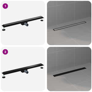 vidaXL 2-in-1 Shower Drain Black 90 cm 304 Stainless Steel