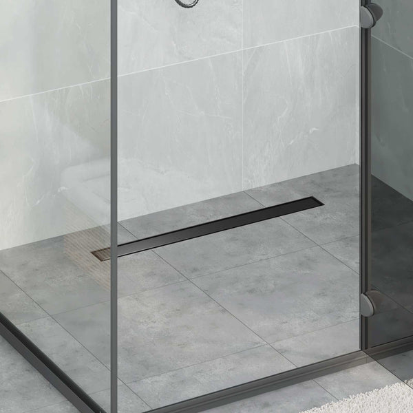 vidaXL 2-in-1 Shower Drain Black 80 cm Stainless Steel 304
