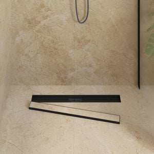 vidaXL 2-in-1 Shower Drain Black 80 cm Stainless Steel 304