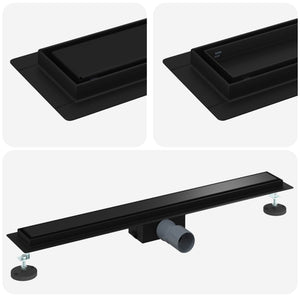 vidaXL 2-in-1 Shower Drain Black 80 cm Stainless Steel 304