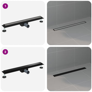 vidaXL 2-in-1 Shower Drain Black 80 cm Stainless Steel 304