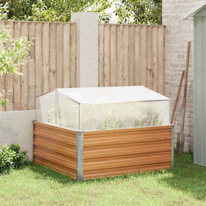 Gartenpflanzer mit Gewächshaus, Hellbraun, 100x100x77cm