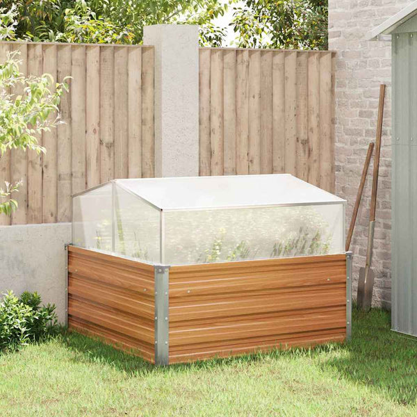 Gartenpflanzer mit Gewächshaus, Hellbraun, 100x100x77cm