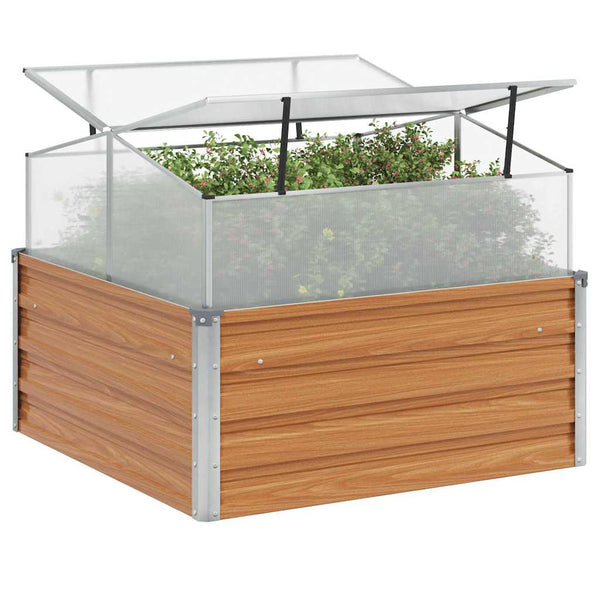 Gartenpflanzer mit Gewächshaus, Hellbraun, 100x100x77cm