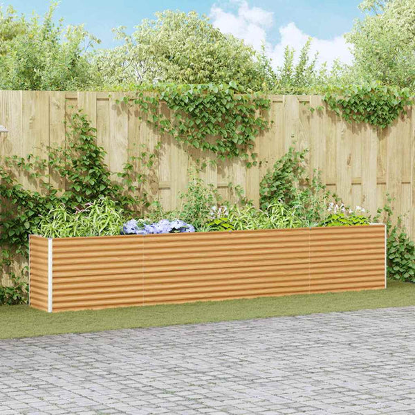 Hochbeet Hellbraun 390 cm Verzinkter Stahl