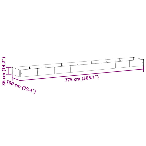Hochbeet Hellbraun Verzinkter Stahl 775x100x36cm