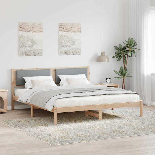 vidaXL Bed Frame Light Gray 200 x 200 cm Solid Pine Wood