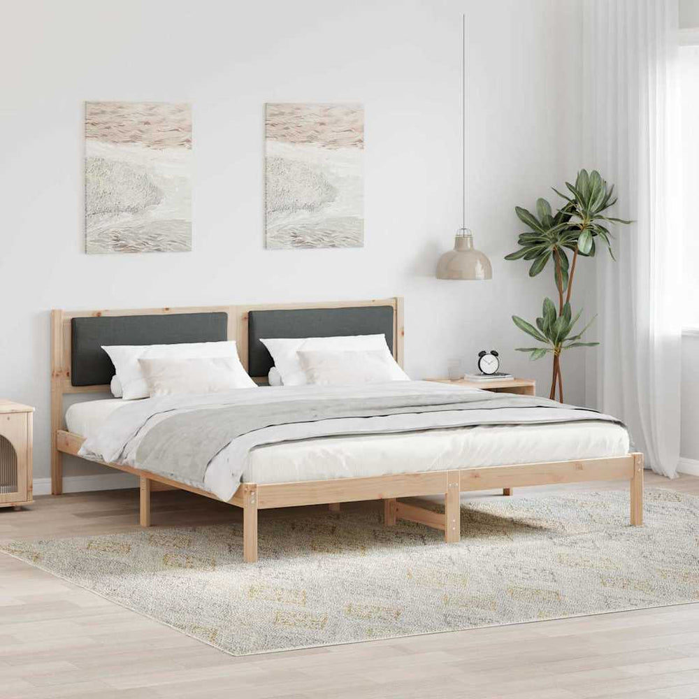 vidaXL Bed Frame Dark Grey 200 x 200 cm Solid Pine Wood
