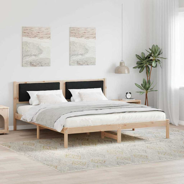 vidaXL Bed Frame Black 200 x 200 cm Solid Pine Wood