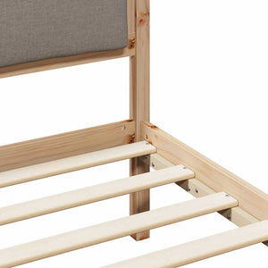 vidaXL Bed Frame with Headboard Taupe 200 x 200 cm Solid Pine Wood