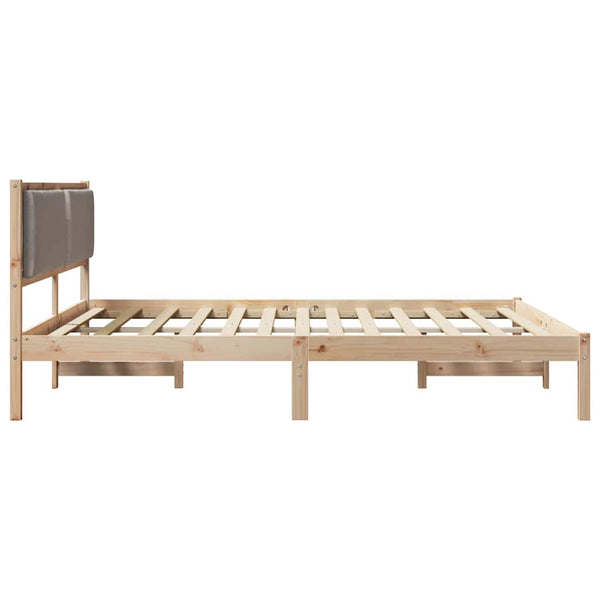 vidaXL Bed Frame with Headboard Taupe 200 x 200 cm Solid Pine Wood