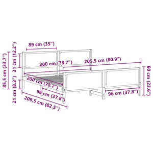 vidaXL Bed Frame with Headboard Black 200 x 200 cm Fabric