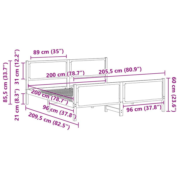 vidaXL Bed Frame with Headboard Black 200 x 200 cm Fabric