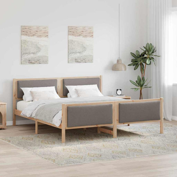 vidaXL Bed Frame with Headboard Taupe 200 x 200 cm Fabric