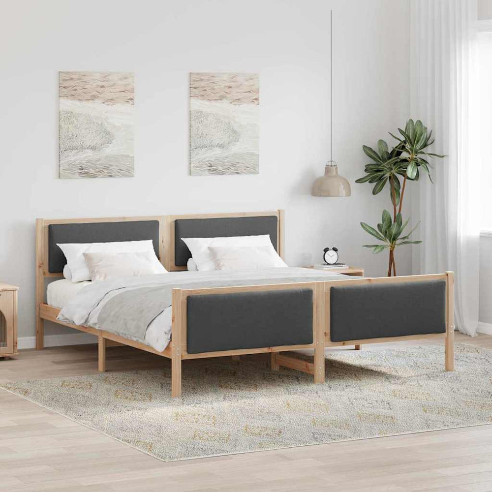 vidaXL Bed Frame with Headboard Dark Grey 180 x 200 cm Fabric
