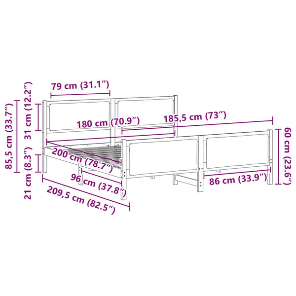 vidaXL Bed Frame with Headboard Taupe 180 x 200 cm Fabric