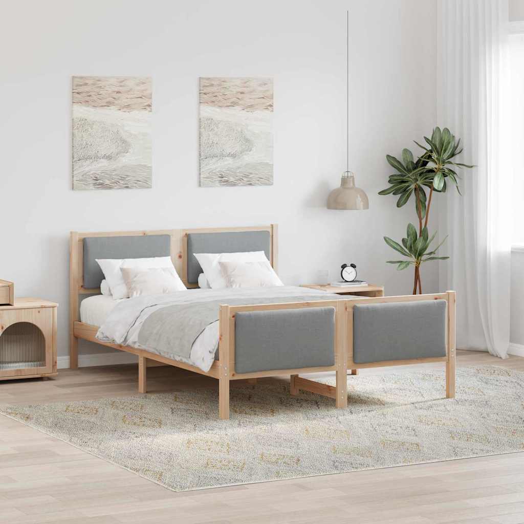 vidaXL Bed Frame with Headboard Light Gray 150 x 200 cm Fabric