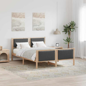 vidaXL Bed Frame with Headboard Dark Gray 150 x 200 cm Fabric