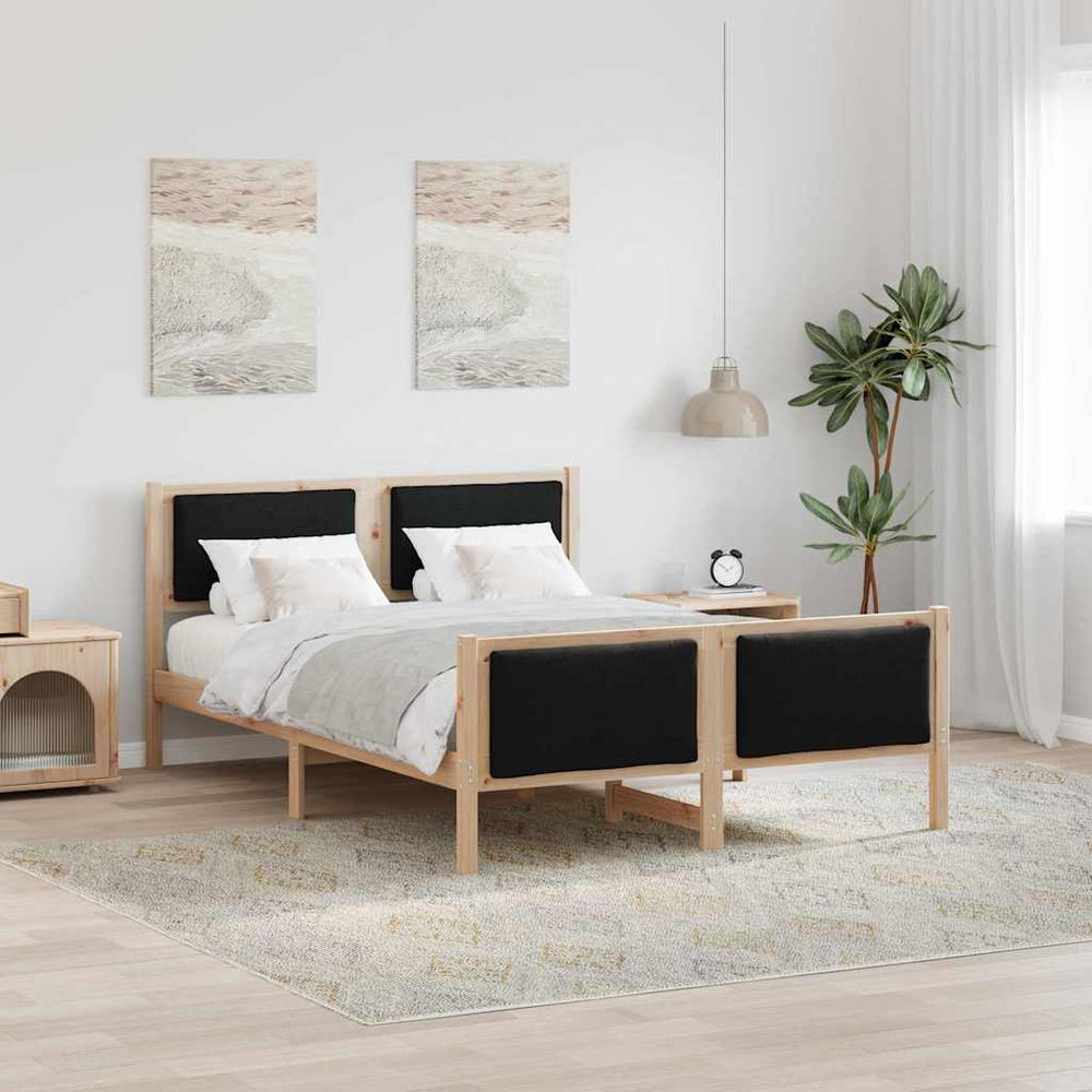 vidaXL Bed Frame with Headboard Black 150 x 200 cm Fabric