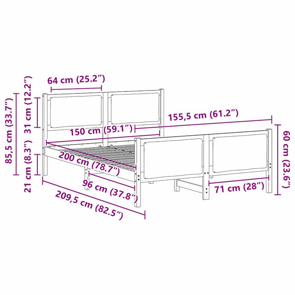 vidaXL Bed Frame with Headboard Taupe 150 x 200 cm Fabric