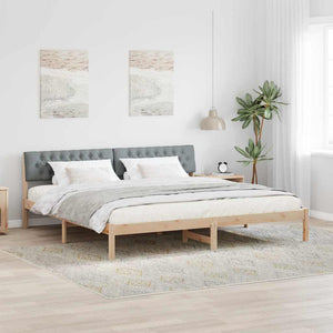 vidaXL Bed Frame Brown and Light Gray 200 x 200 cm Solid Pine Wood